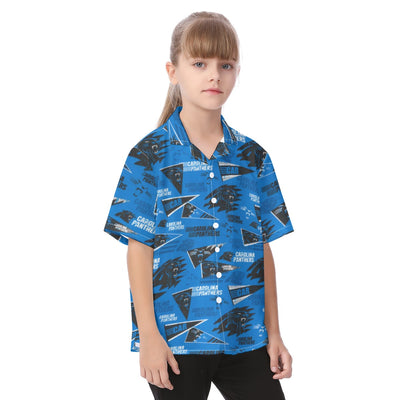 carolina-panthers-kids-hawaiian-vacation-shirt black blue football fabric breathable detail