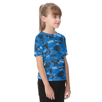 carolina-panthers-kids-t-shirt black blue football fabric breathable detail