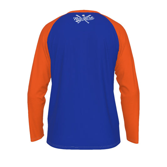 New York Baseball Raglan Long Sleeve T-Shirt – Blue and Orange City Athletic Style