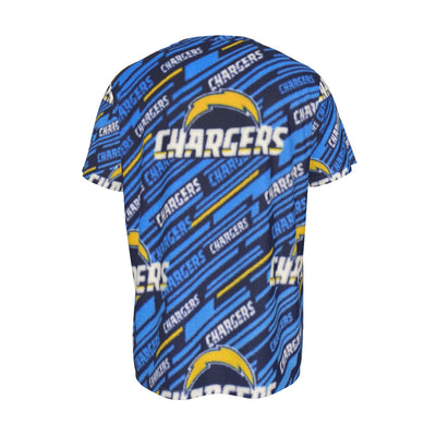 los-angeles-chargers-short-sleeve-t-shirt powder blue yellow football fabric breathable detail
