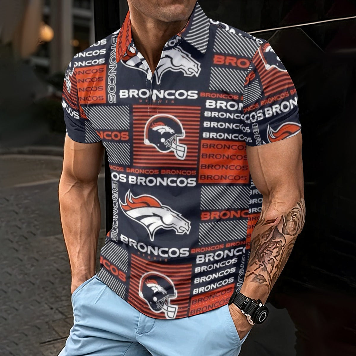 Denver Broncos Men's Polo Shirt – lightweight game day shirt, fan gear, image 1177