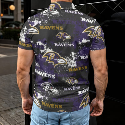 baltimore-ravens-mens-polo-shirt purple black football outfit detail