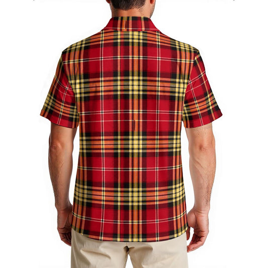 San Francisco Football Plaid Men’s Hawaiian Shirt – Bay Area Game Day Casual Button-Up (150GSM)