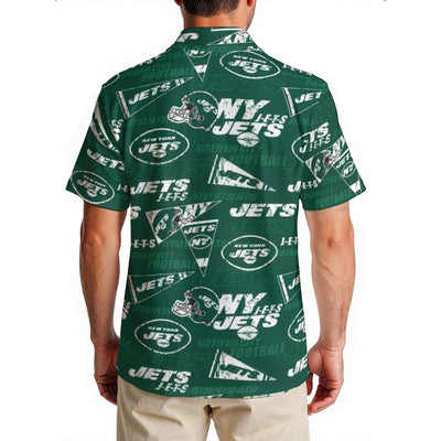 new-york-jets-mens-hawaiian-shirt-150gsm green white football outfit detail