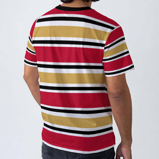 San Francisco Football Striped Men’s O-Neck T-Shirt – 190GSM Cotton Game Day Tee