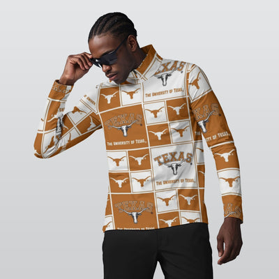 Light Gray Texas at Austin - Longhorns Sports Collar Jersey With Long Sleeve