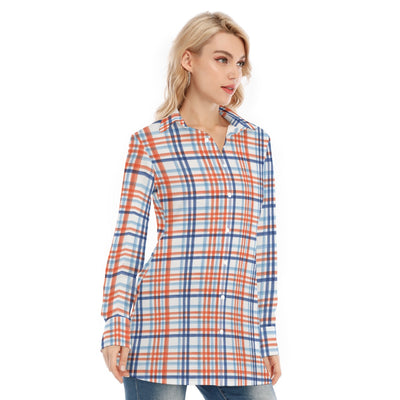 florida gators tartan plaid blue orange women tartan plaid game day shirt