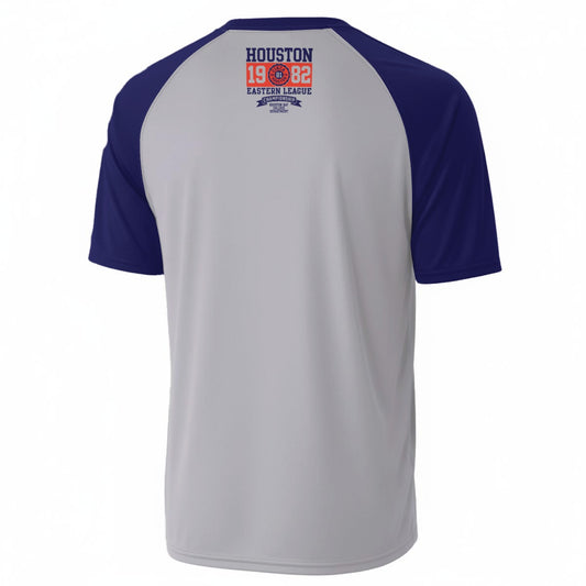 Houston Eastern League V-Neck T-Shirt – Gray and Navy Retro Sports Shirt