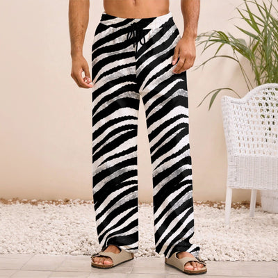 Light Gray Las Vegas Football Zebra Men’s Straight Pants – Black and White Game Day Streetwear
