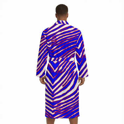 White Smoke Buffalo Bills Zubaz Fleece-Lined Bathrobe with Belt