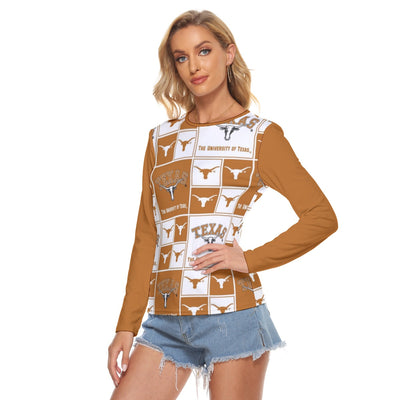 Texas at Austin - Longhorns Women's Stretchable long Sleeve Top White varsity sports apparel