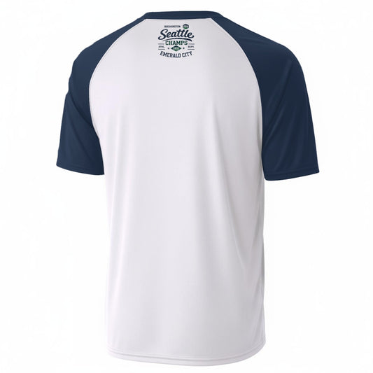 Seattle Champs Emerald City White and Navy Blue T-Shirt – Pacific Northwest Varsity Streetwear Tee