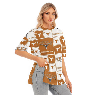 Texas at Austin - Longhorns Women's Short Sleeves T-shirt With Hem Split White varsity sports apparel