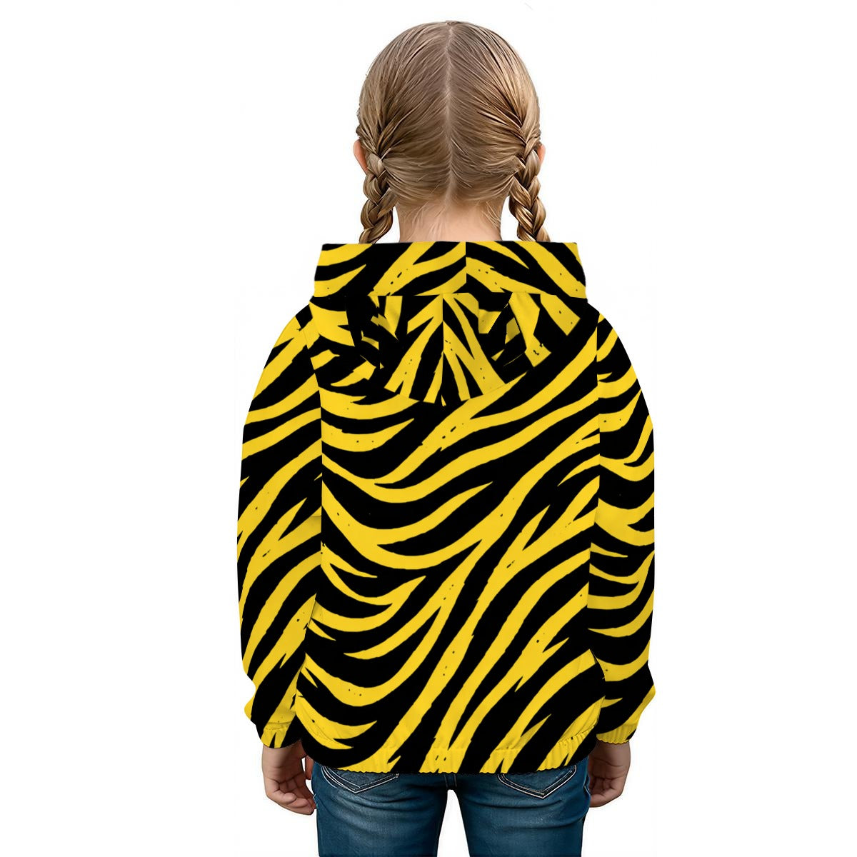 Pittsburgh Football Yellow Black Zebra Kid’s Borg Sweatshirt With Ear