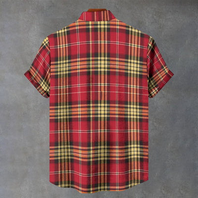 Light Slate Gray San Francisco Football Plaid Men's Stand Collar Shirt|110GSM Imitation Flax