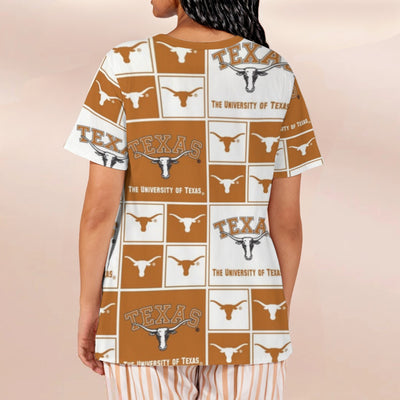 Texas at Austin - Longhorns Women's Loose V-Neck Short-Sleeve T-Shirt White varsity sports apparel