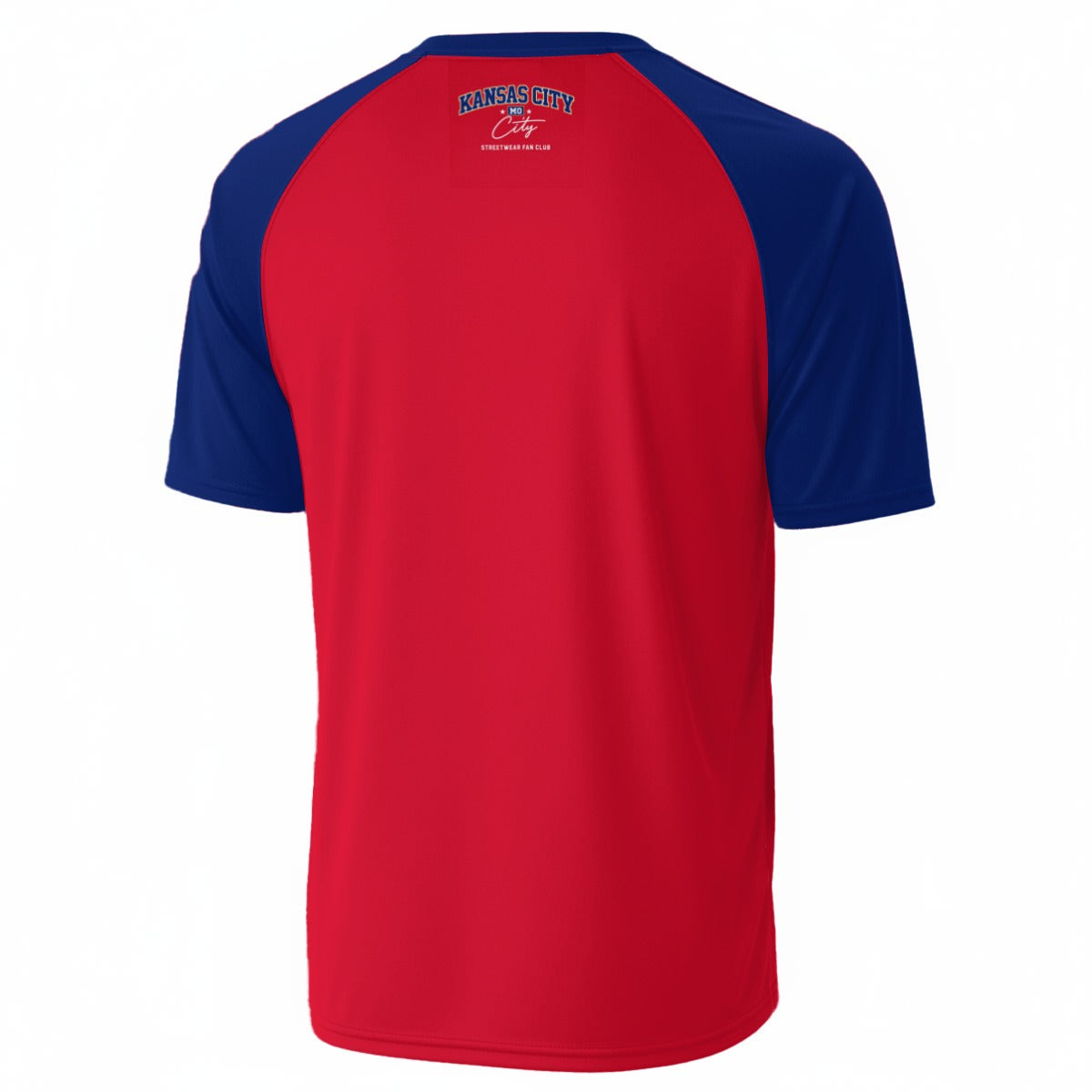 White Smoke Kansas City MO Red and Navy Raglan T Shirt – Vintage Streetwear Fan Club Game Day Tee