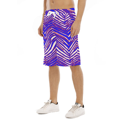 White Smoke Buffalo Zebra Football Men’s Tether Loose Shorts With Pocket – Relaxed Game Day Utility Style