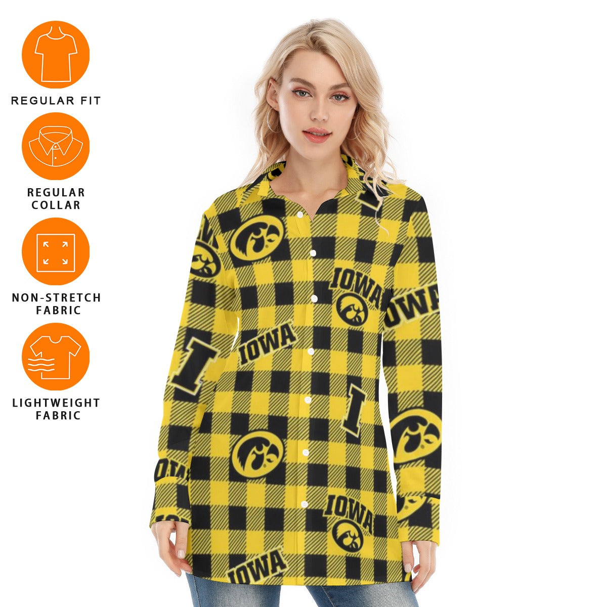 Iowa Hawkeyes Women's Long Shirt - Big Ten football apparel varsity sportswear product image 6.0
