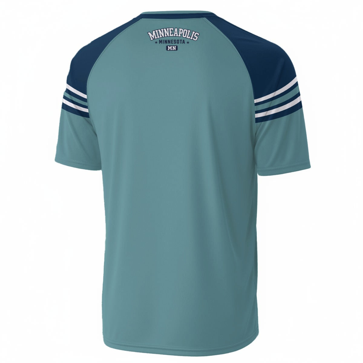 White Smoke Minneapolis Minnesota MN V-Neck Raglan T-Shirt – Teal and Navy Vintage Athletic Minneapolis Shirt