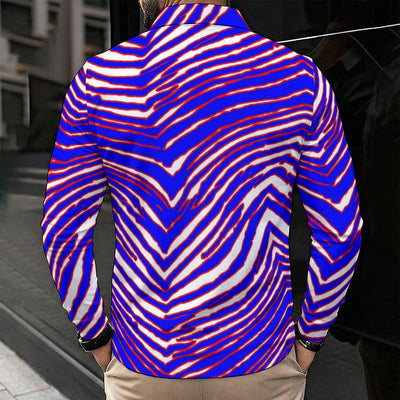 Black Buffalo Zebra Football Men’s Long Sleeve Polo Shirt – Retro Game Day Streetwear
