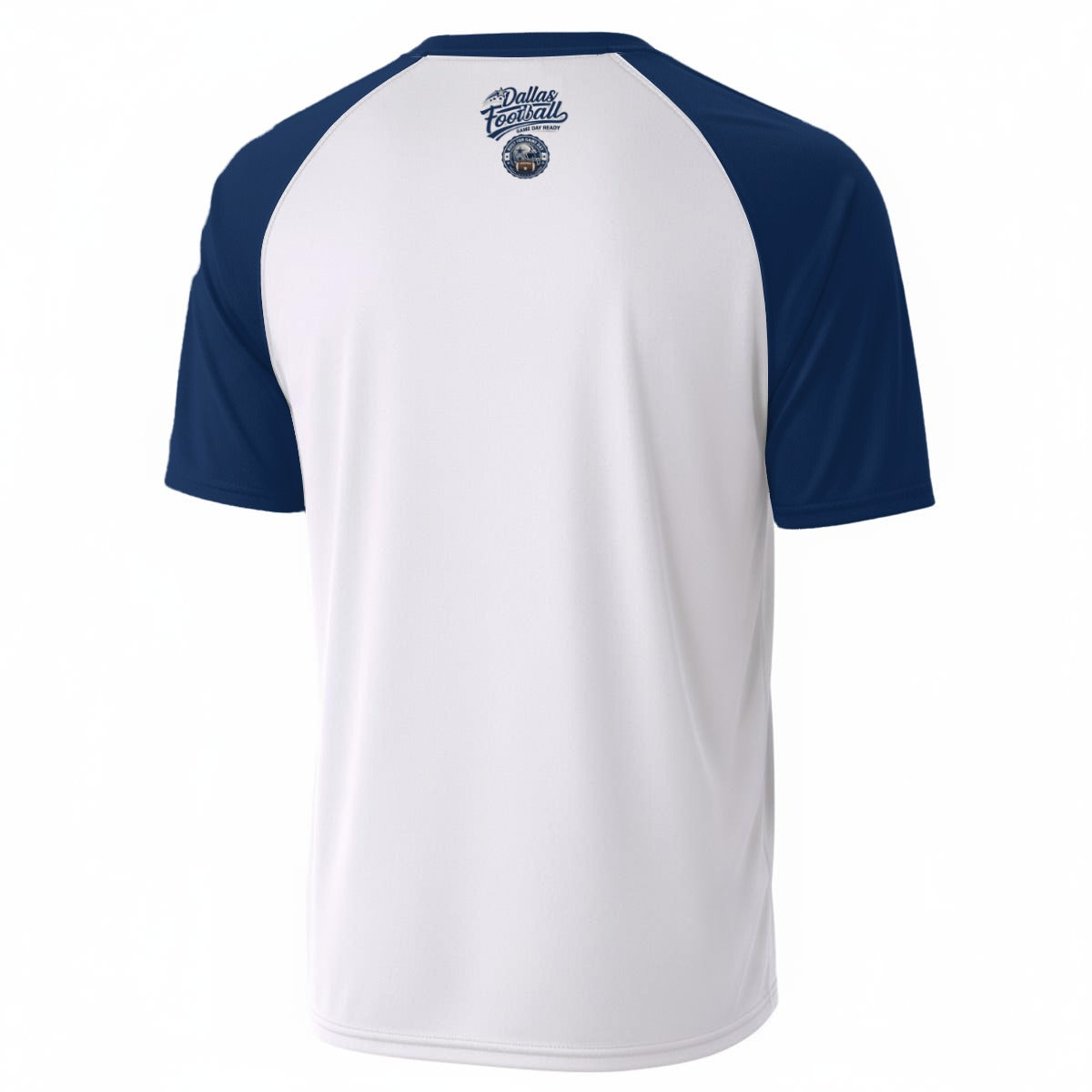 Dallas Football V Neck T Shirt White and Navy Blue – Game Day Ready Texas Fan Tee