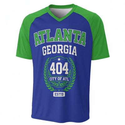 Atlanta 404 Varsity Graphic T-Shirt – Blue and Green Sports Style Tee – casual fan outfit, breathable comfort wear, image 1.0