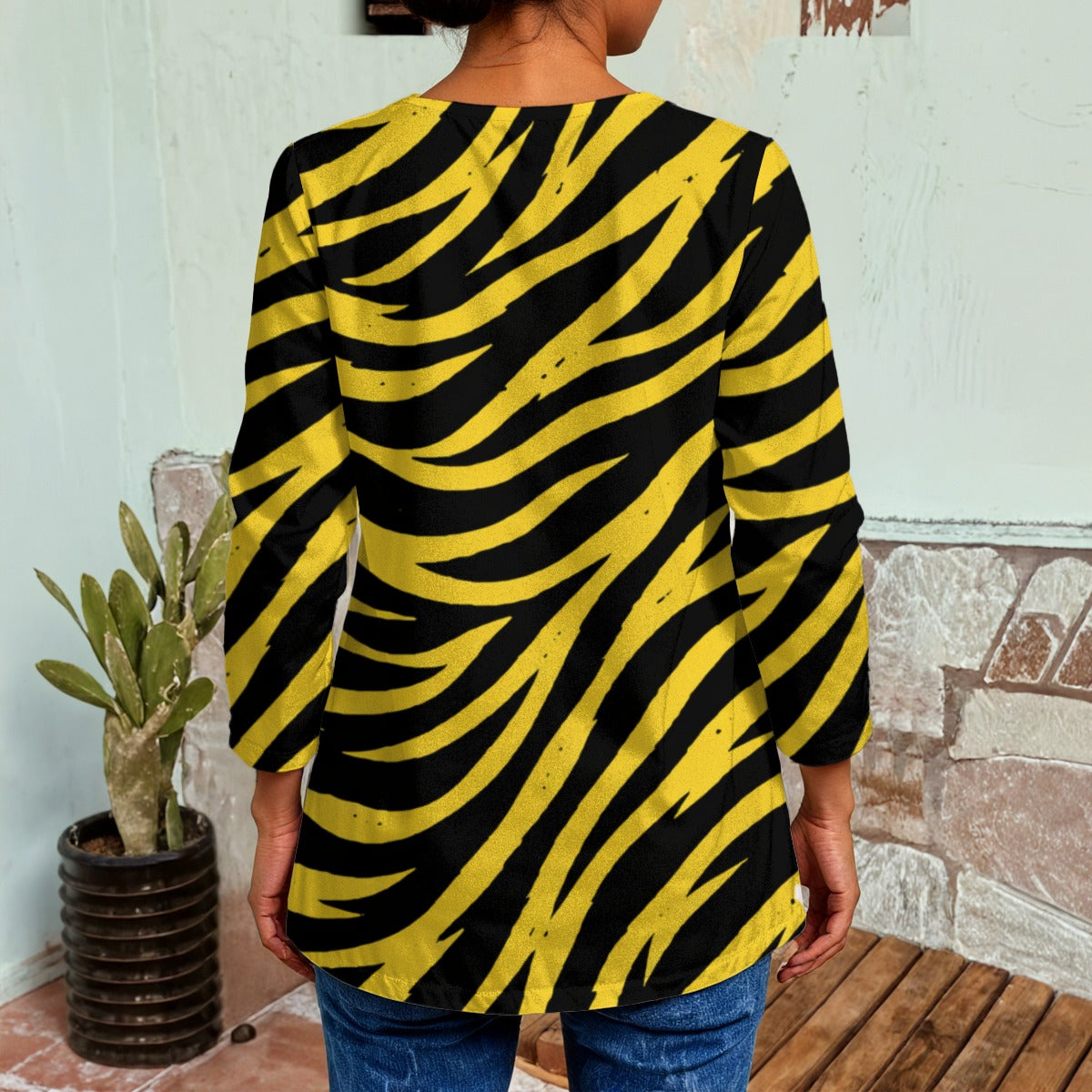 Pittsburgh Football Yellow Black Zebra Women's Faux Sweater Cardigan