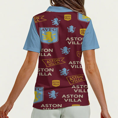 Aston Villa Women's Zip Polo Shirt With Short Sleeve