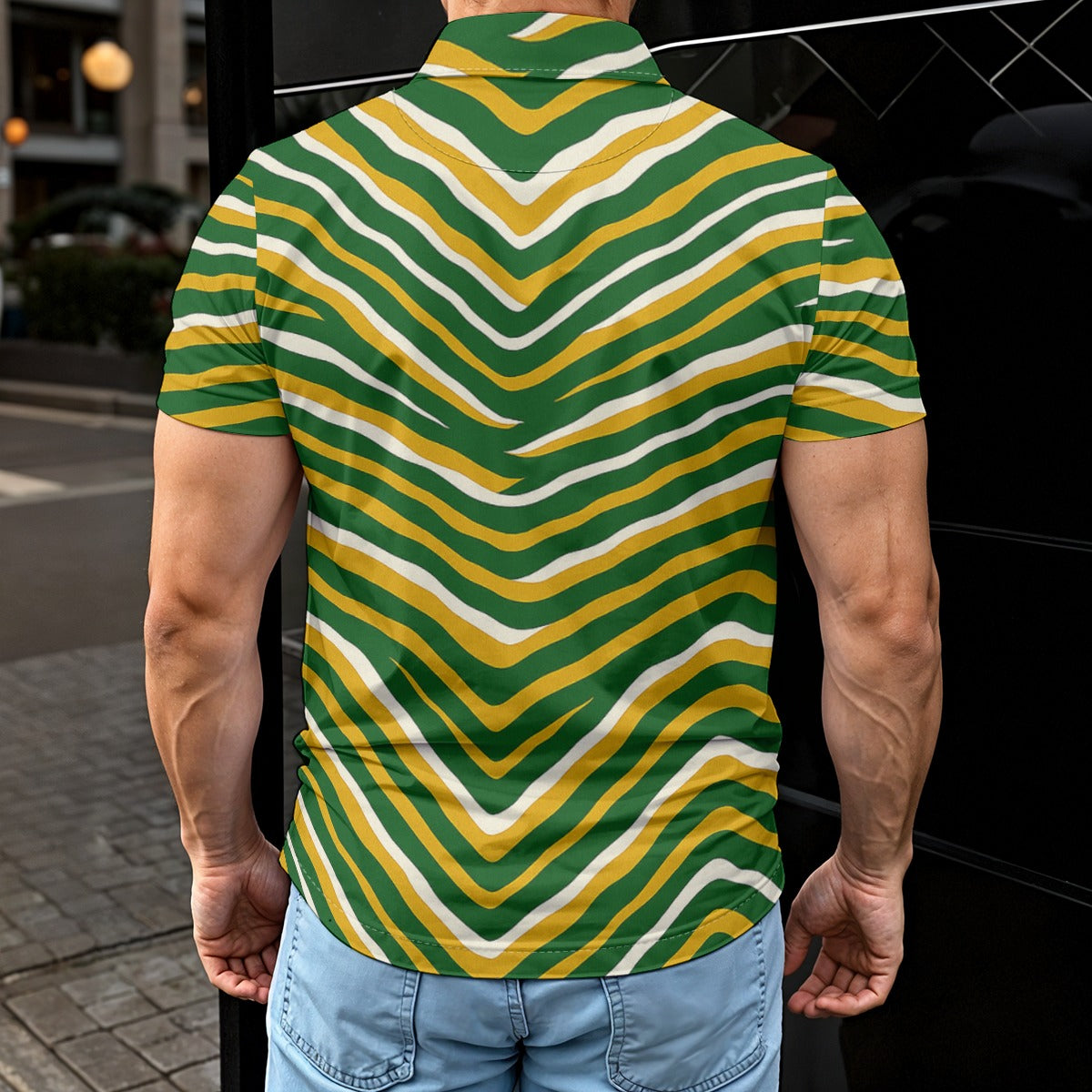 Black Green Bay Football Yellow Green Men’s Polo Shirt – Game Day Streetwear