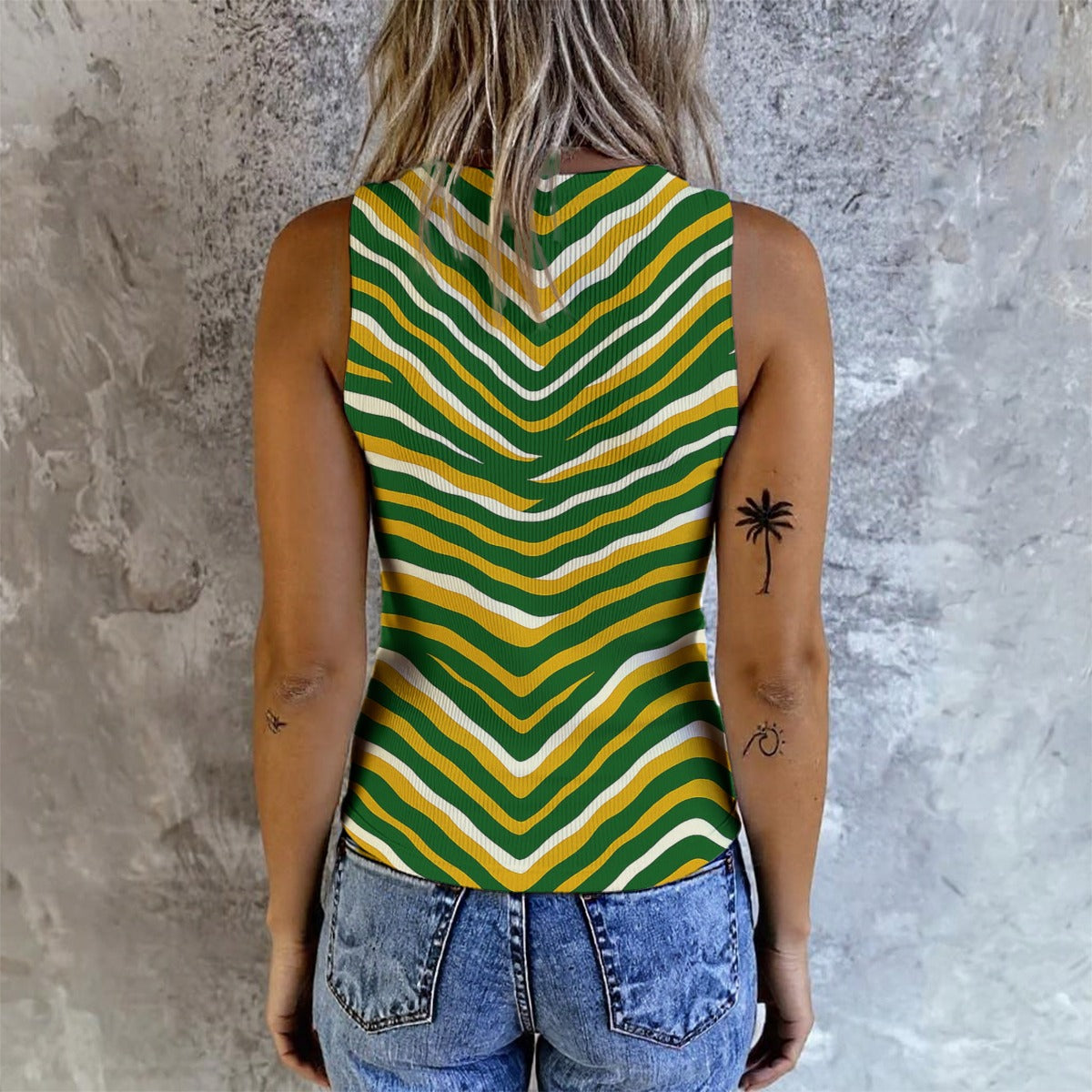 Green Bay Football Yellow Green Women’s Button Vest – Game Day Streetwear