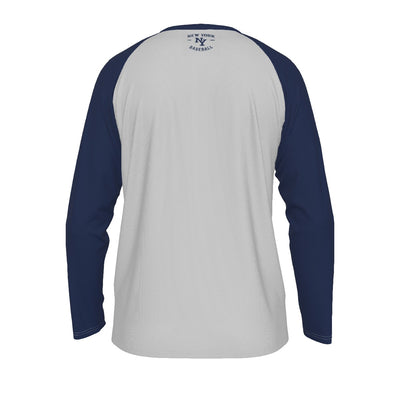 Gray New York Long Sleeve Raglan Shirt – Vintage Baseball Varsity College Style Tee