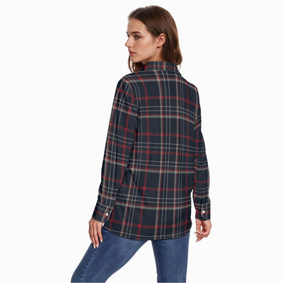 women navy plaid casual football shirt