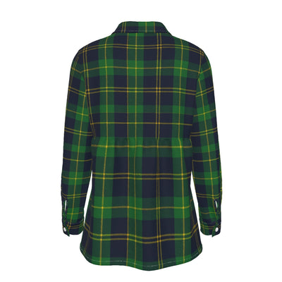 Notre Dame Fighting Irish Green Navy Gold Plaid Womens Elastic Back Shirt 8 green navy gold plaid women fashion apparel
