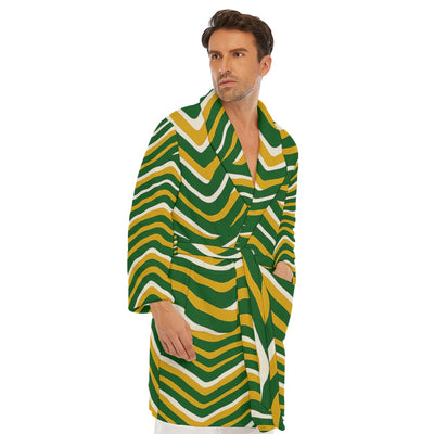 White Smoke Green Bay football Men's Borg Fleece Robe
