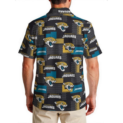 jacksonville-jaguars-mens-hawaiian-shirt-150gsm teal black football fabric breathable detail