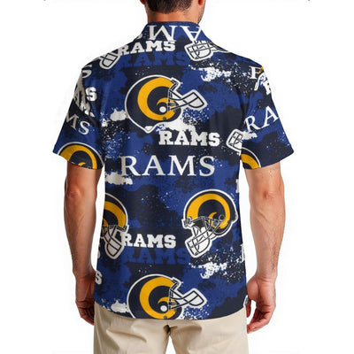 los-angeles-rams-mens-hawaiian-shirt-150gsm navy orange football outfit detail