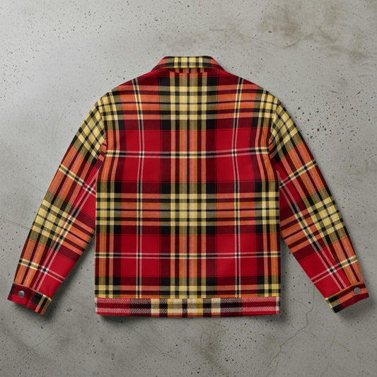 San Francisco Football Plaid Jacket – Red and Gold Tartan Streetwear Game Day Layer