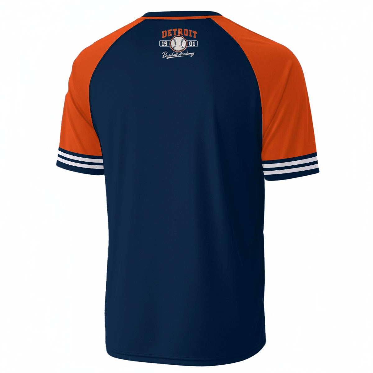 Detroit Baseball Academy Shirt Navy Orange | Retro Baseball Graphic Tee | Vintage Game Day T Shirt