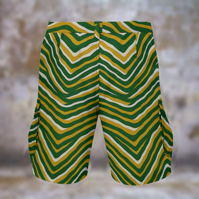 Dark Gray Green Bay Football Yellow Green Zebra Men’s Cargo Shorts – Game Day Streetwear