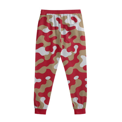 White Smoke San Francisco Football Camo Sweatpants With Waistband – Red Gold Streetwear Game Day Pants