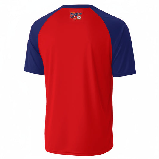 Houston Varsity V-Neck T-Shirt – Red and Navy Athletic City Sports Shirt