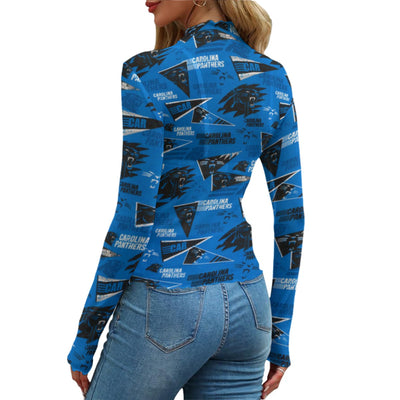 carolina-panthers-womens-mesh-t-shirt black blue football fabric breathable detail