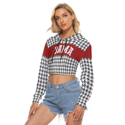 White Smoke Alabama football Women's Crop Top Hoodie|Velvet