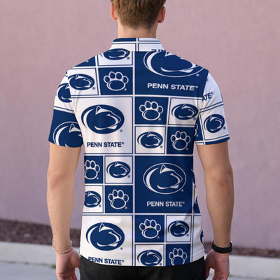 Penn State Nittany Lions Men‘s One-Piece Collar Polo Shirt|210GSM White varsity sports apparel