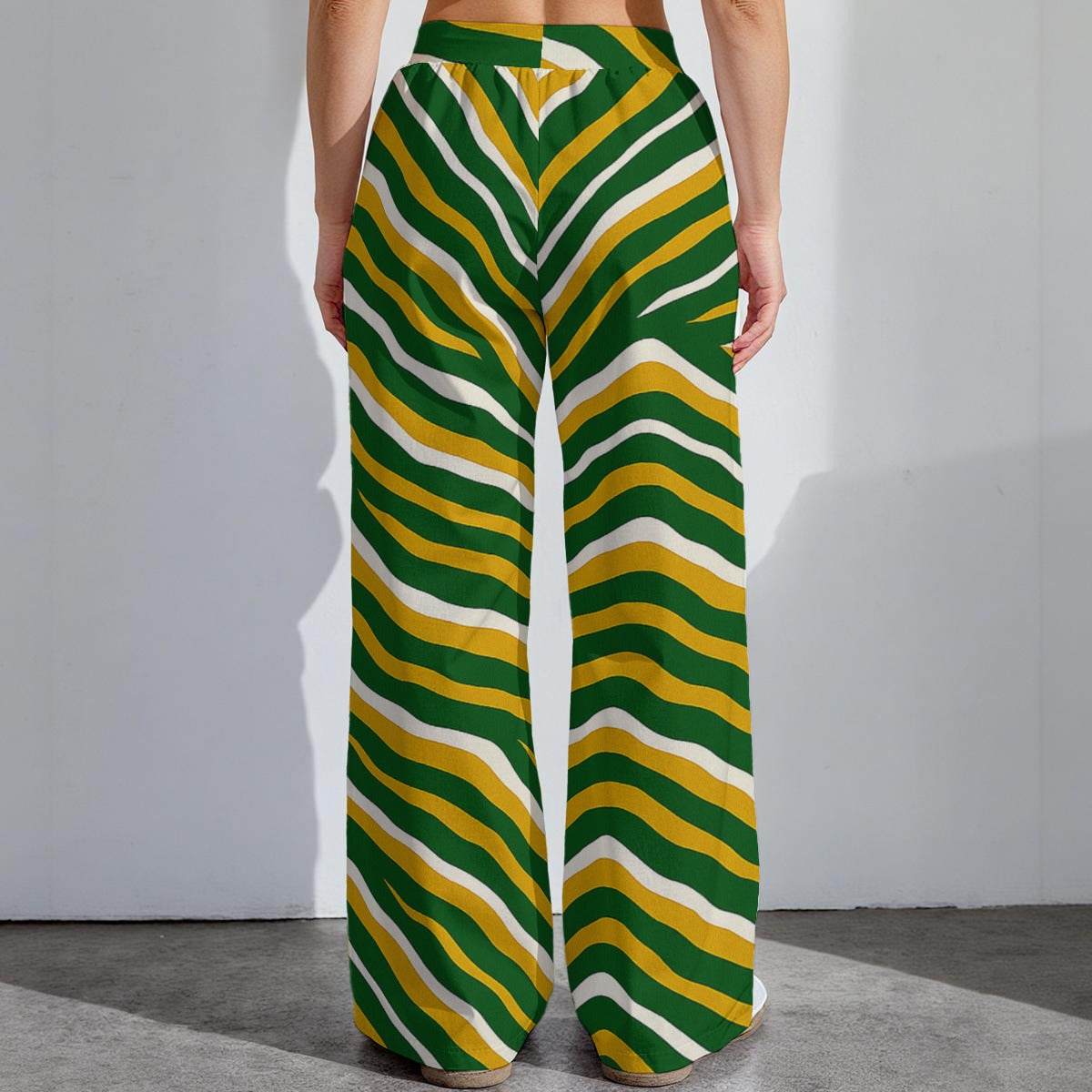 Dark Gray Green Bay Football Yellow Green Women’s High-Stretch Casual Pants 290GSM – Game Day Streetwear