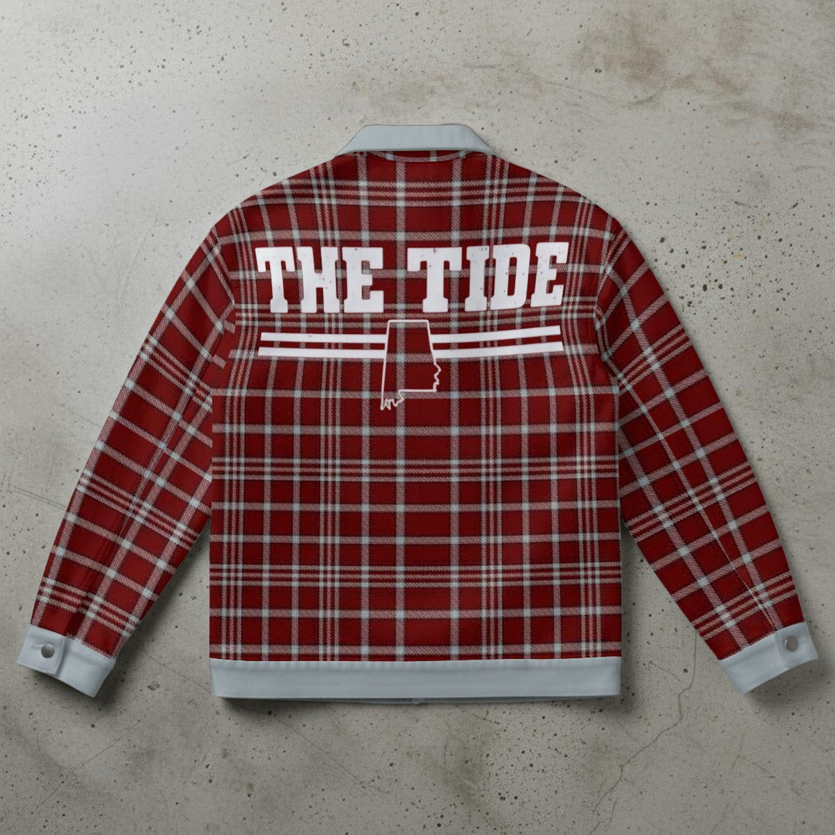 Crimson Plaid “The Tide” Game Day Jacket – Vintage Alabama Inspired Streetwear Coat