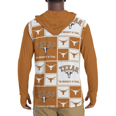 White Smoke Texas at Austin - Longhorns Sunscreen Sports Hoodie With Thumb Holes