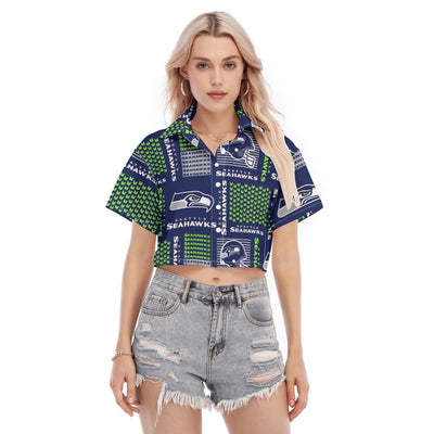 Seattle Seahawks Women's Cropped Shirt – football shirt, lightweight game day shirt, image 1321