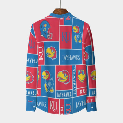Kansas Jayhawks Stand Collar Shirt With Long Sleeve|110GSM Imitation Flax varsity sportswear product image 2.0